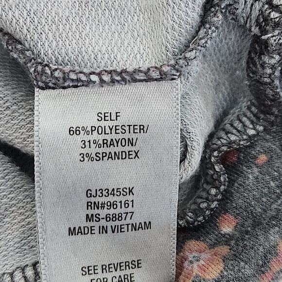 Gypsies & Moondust Gray Pink Floral Print Keyhole Neck Top Large Lightweight - Picture 5 of 5